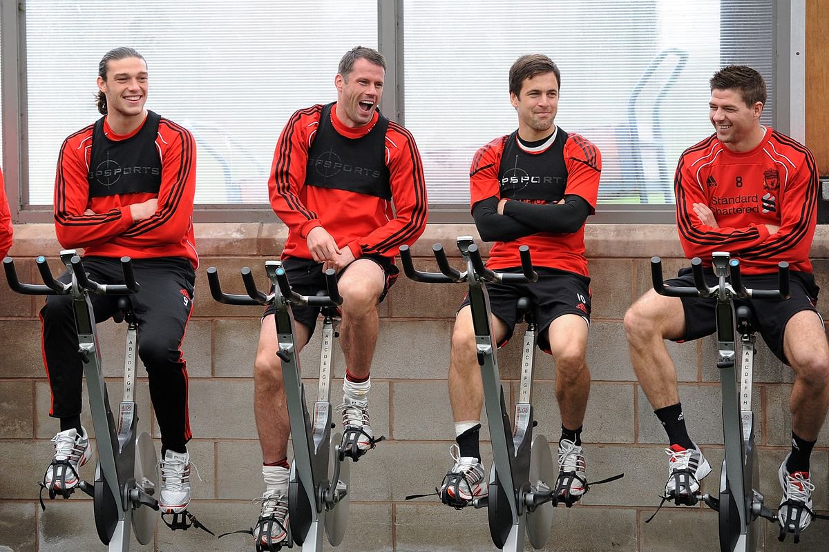 Andy Carroll with Liverpool teammates