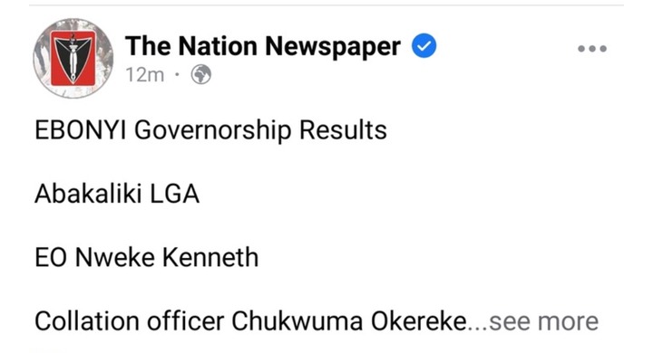 APC Leads In Ebonyi State As Some Results Of Governorship Election In The State Emerge Online.