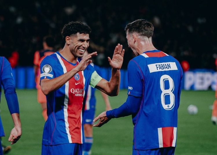 Hakimi provided an assist for Fabián Ruiz’s late goal as PSG secured an important victory at the Parc des Princes