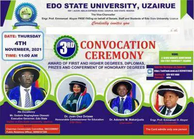 Edo State University announces 3rd Convocation Ceremony