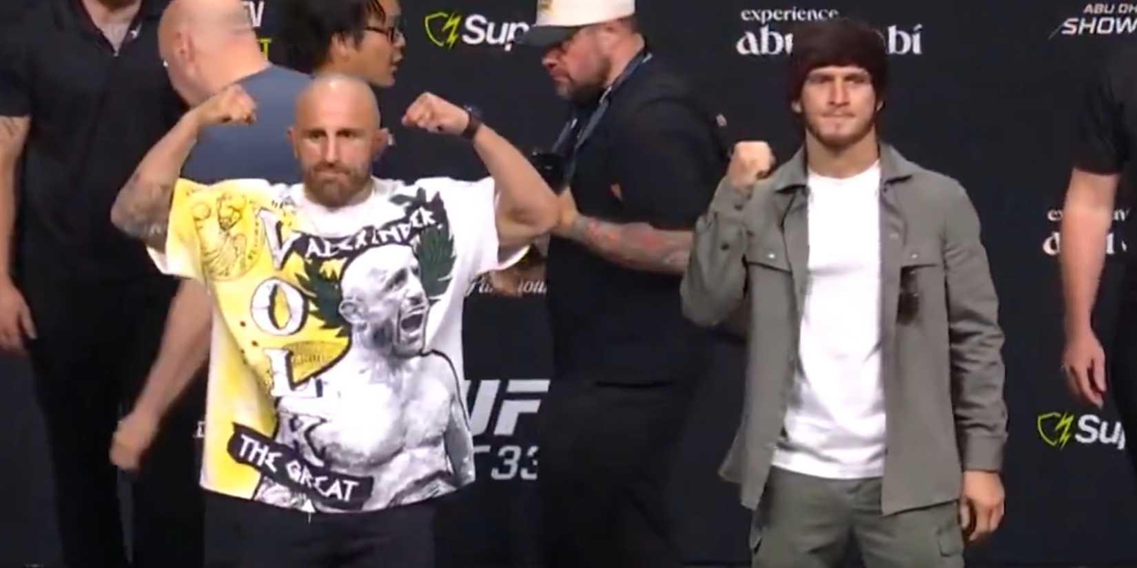 Alexander Volkanovski and Movsar Evloev face off