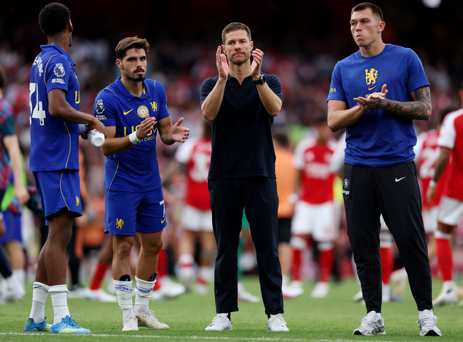 Xabi Alonso, Manager of Chelsea, reacts after the Premier League 2026/27 match between Arsenal FC and Chelsea FC