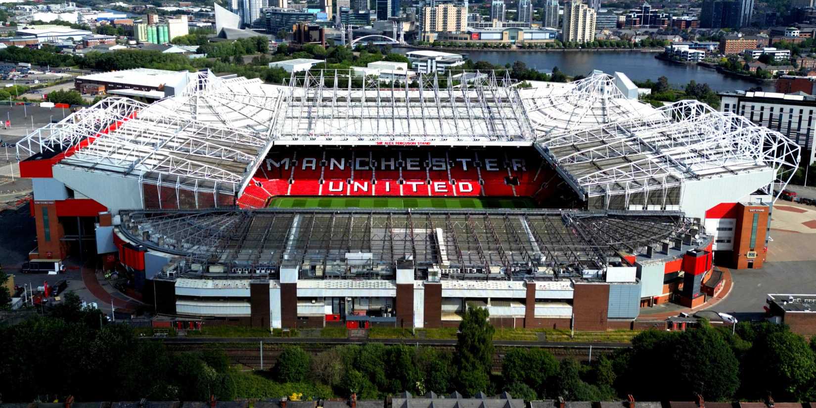 Aerial view of Old Trafford, home stadium of Manchester United