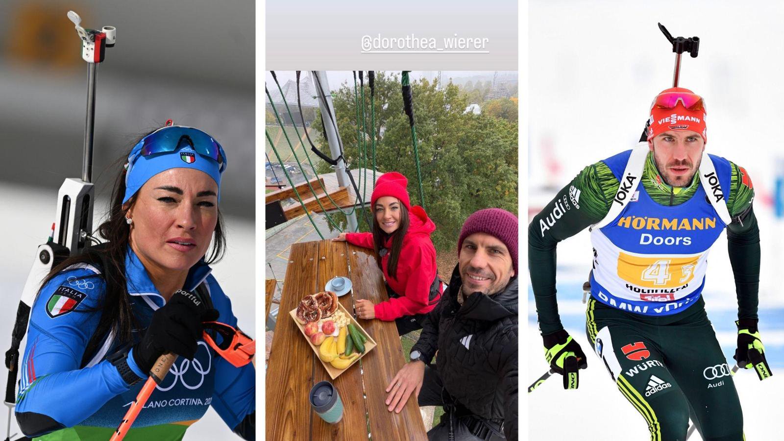 Dorothea Wierer (li.) und Arnd Pfeiffer sind jetzt TV-Kollegen. 