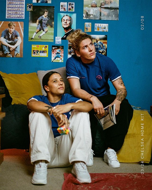 Sam Kerr and Millie Bright pose in Chelsea blue