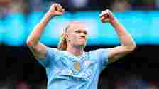 Erling Haaland of Manchester City celebrates scoring his team's second goal