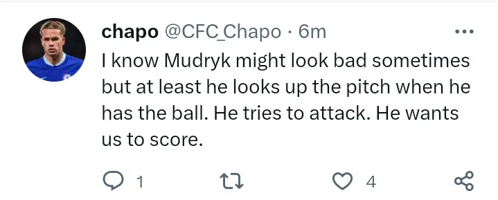 What Followers Are Saying About Mudryk After Chelsea mislay Three Consecutive Match
