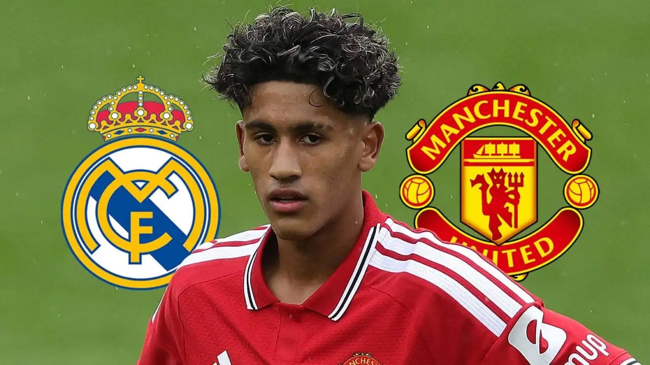 JJ Gabriel with Real Madrid and Man Utd badges