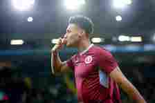 Ollie Watkins of Aston Villa in action during the Premier League match between Aston Villa and Chelsea FC at Villa Park on April 27, 2024 in Birmin...