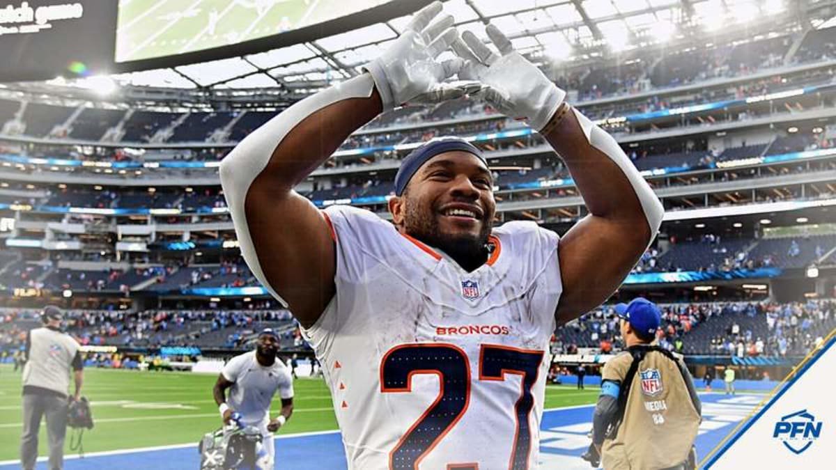 Denver Broncos running back J.K. Dobbins.