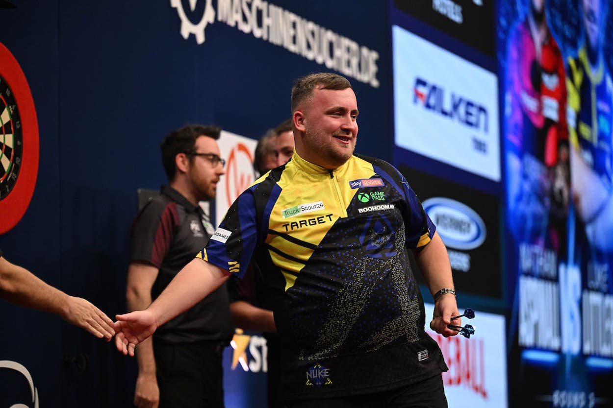 Luke Littler was in imperious form during his win over Nathan Aspinall (Sebastian Doppstadt/PDC)