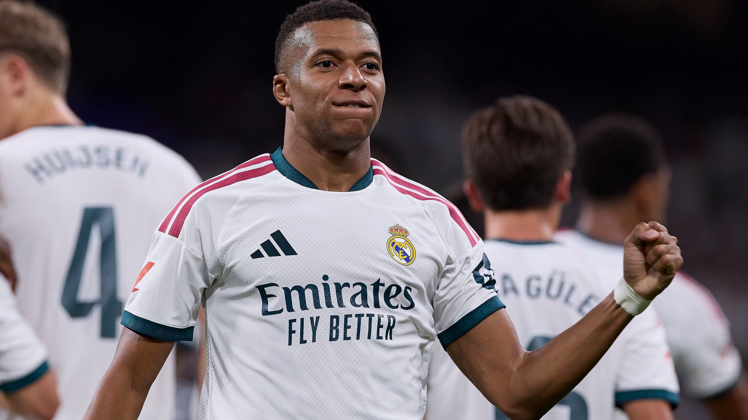 Kylian Mbappe of Real Madrid CF celebrates a goal during the LaLiga 2026/2027 week 1 football match between Real Madrid CF and Real Sociedad 
