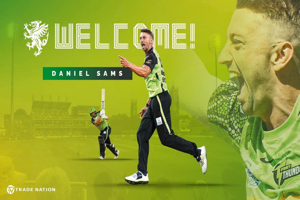 Daniel Sams will be available for the full duration of the 2026 Vitality Blast after signing for Somerset <i>(Image: Somerset County Cricket Club)</i>