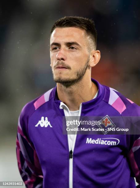 Fiorentinas aleksa terzic during a uefa europa conference league match between heart of