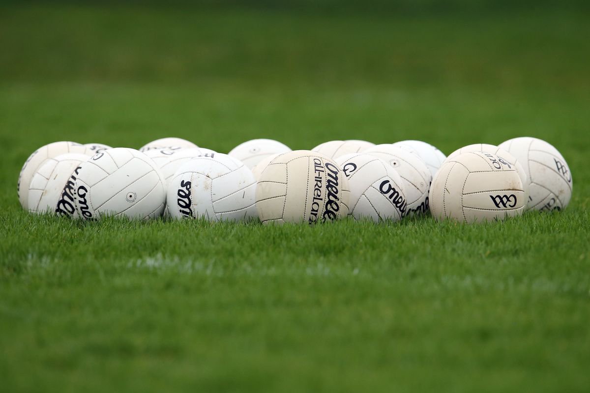 General view of Gaelic footballs
