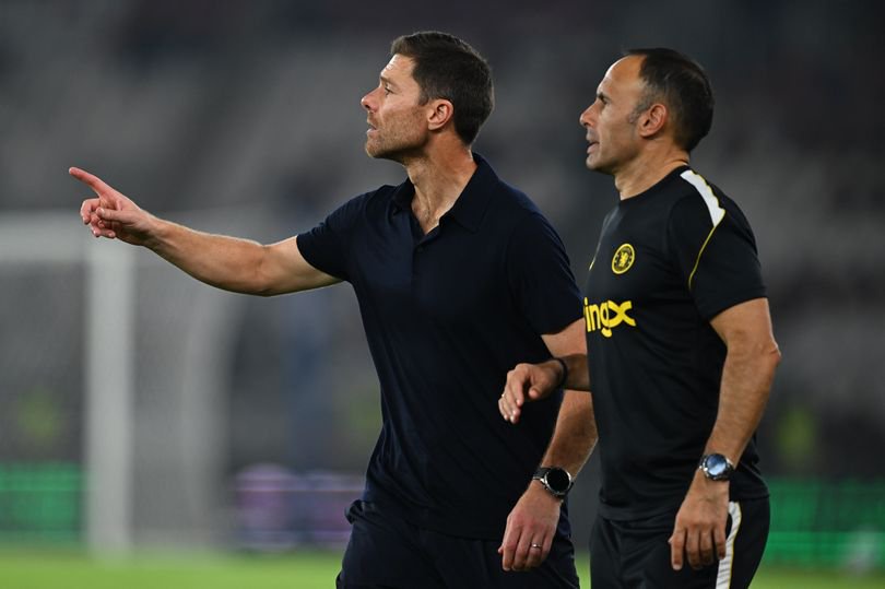 Xabi Alonso, Manager of Chelsea, reacts during the pre-season friendly match between Chelsea FC and AC Milan at Gelora Bung Karno Stadium on August 08, 2026 in Jakarta, Indonesia
