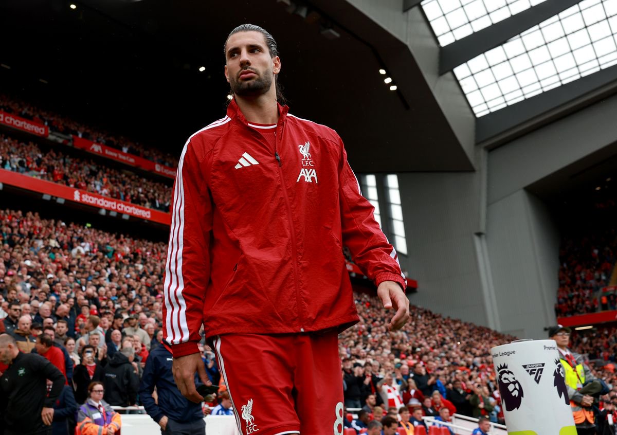 LIVERPOOL, ENGLAND - AUGUST 29: (THE SUN OUT, THE SUN ON SUNDAY OUT) Dominik Szoboszlai of Liverpool walks out onto the pitch before the Premier League 2026/27 match between Liverpool FC and Nottingham Forest FC at Anfield on August 29, 2026 in Liverpool, England. (Photo by Liverpool FC/Liverpool FC via Getty Images)