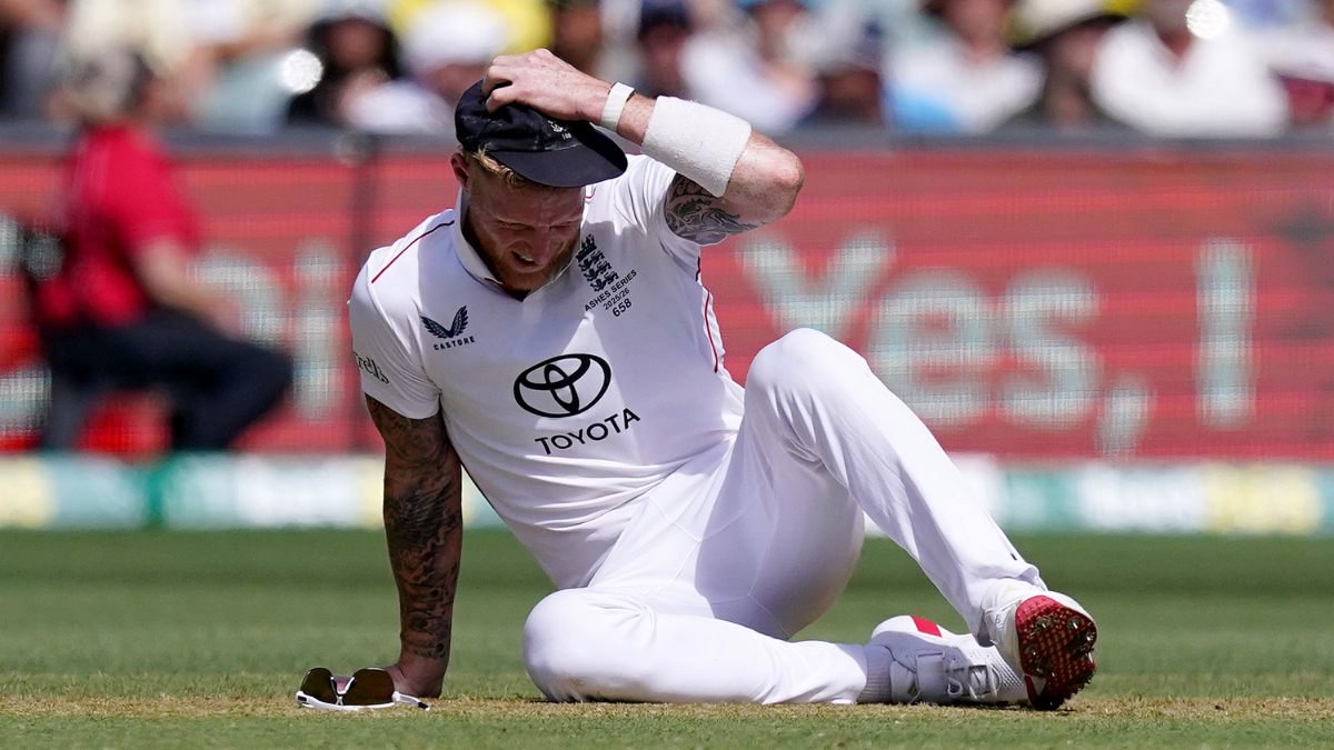 England captain Ben Stokes sits on the ground