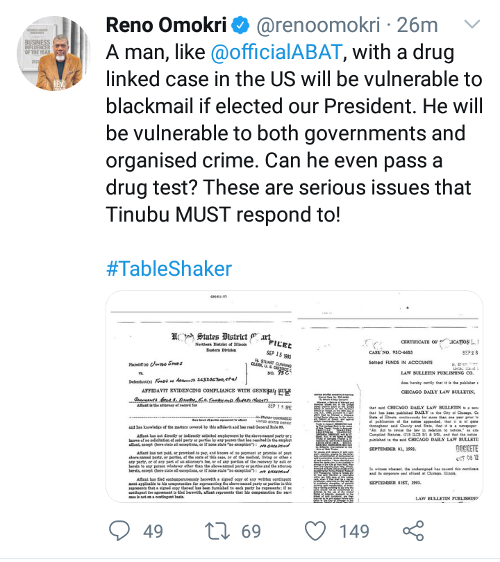 Reno Omokri Dares Tinubu