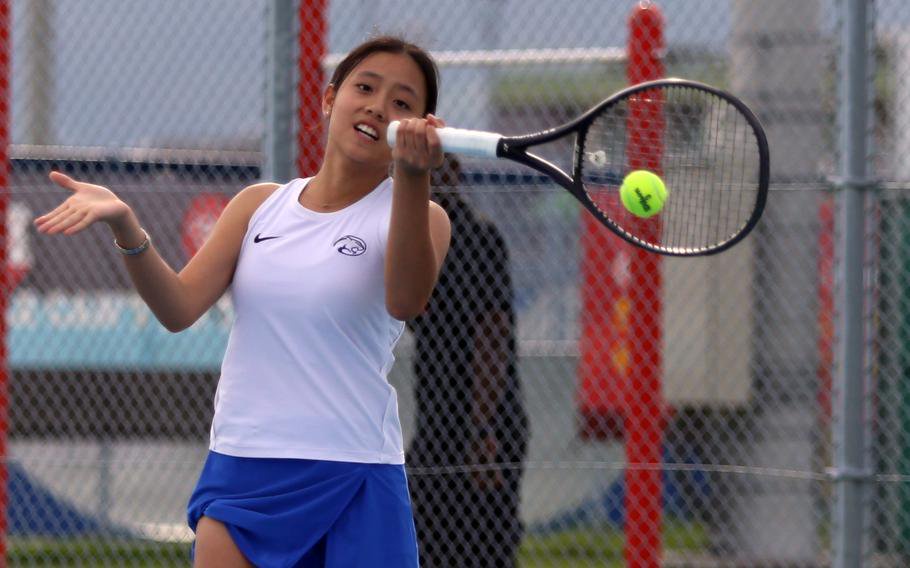 Angeline Kim connects with the ball.