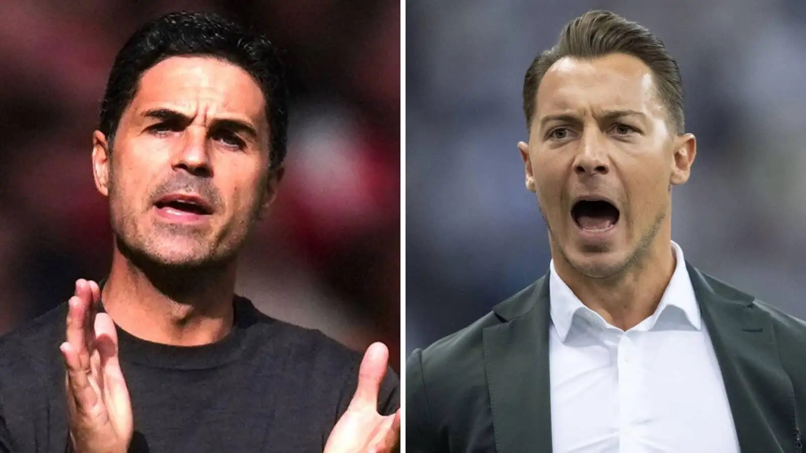 Arsenal boss Mikel Arteta and Newcastle manager Matthias Jaissle