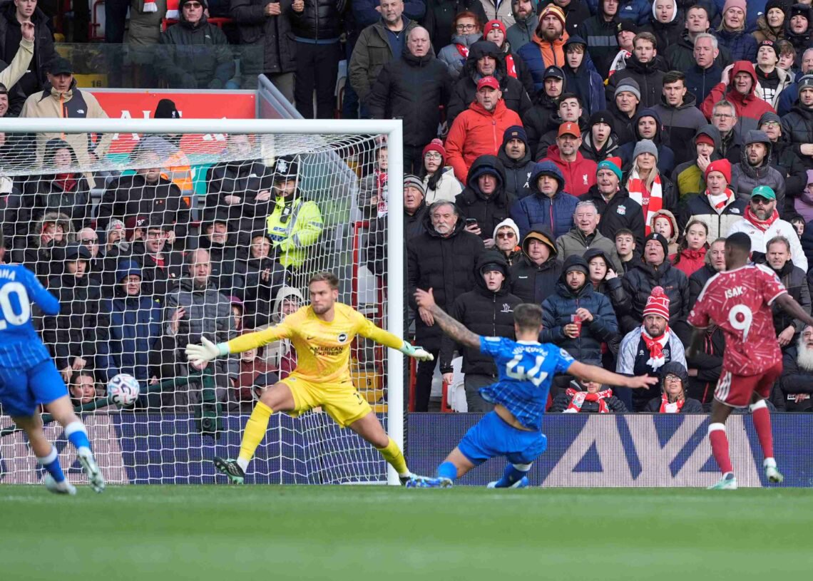 Brighton and Hove Albion stay third despite defeat at Anfield