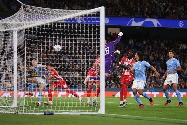 Omri Glazer misses Julian Alvarez as Manchester City take a 2-1 lead against Red Star Belgrade
