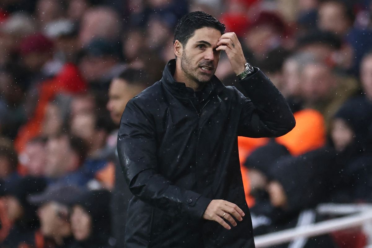Arsenal's Spanish manager Mikel Arteta reacts on the touchline during the English Premier League football match between Arsenal and Everton at the Emirates Stadium in London on October 24, 2026. (Photo by Henry NICHOLLS/AFP via Getty Images) / RESTRICTED TO EDITORIAL USE. No use with unauthorized audio, video, data, fixture lists, club/league logos or 'live' services. Online in-match use limited to 120 images. An additional 40 images may be used in extra time. No video emulation. Social media in-match use limited to 120 images. An additional 40 images may be used in extra time. No use in betting publications, games or single club/league/player publications. / 