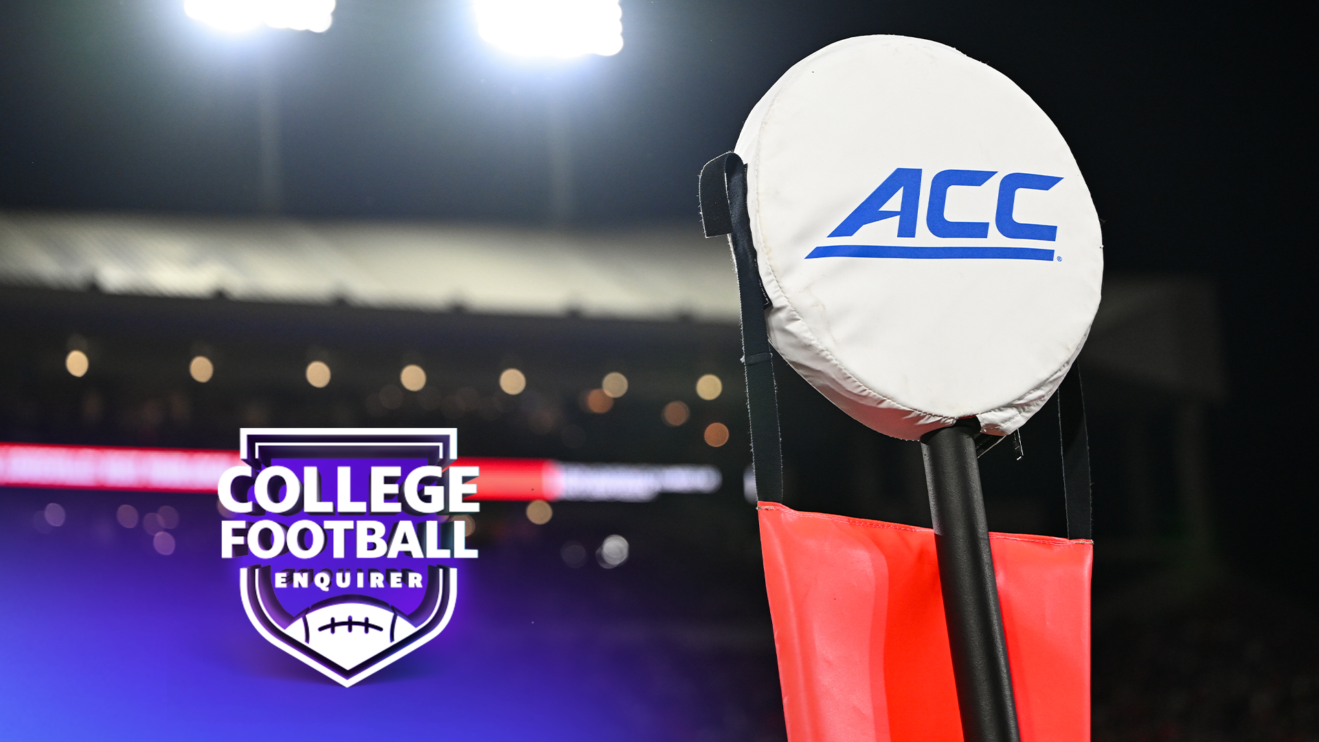 LOUISVILLE, KY - OCTOBER 09: The ACC logo on a yard marker during a college football game between the Florida State Seminoles and Louisville Cardinals on October 9, 2026 at L&N Federal Credit Union Stadium in Louisville, KY. (Photo by James Black/Icon Sportswire via Getty Images)
