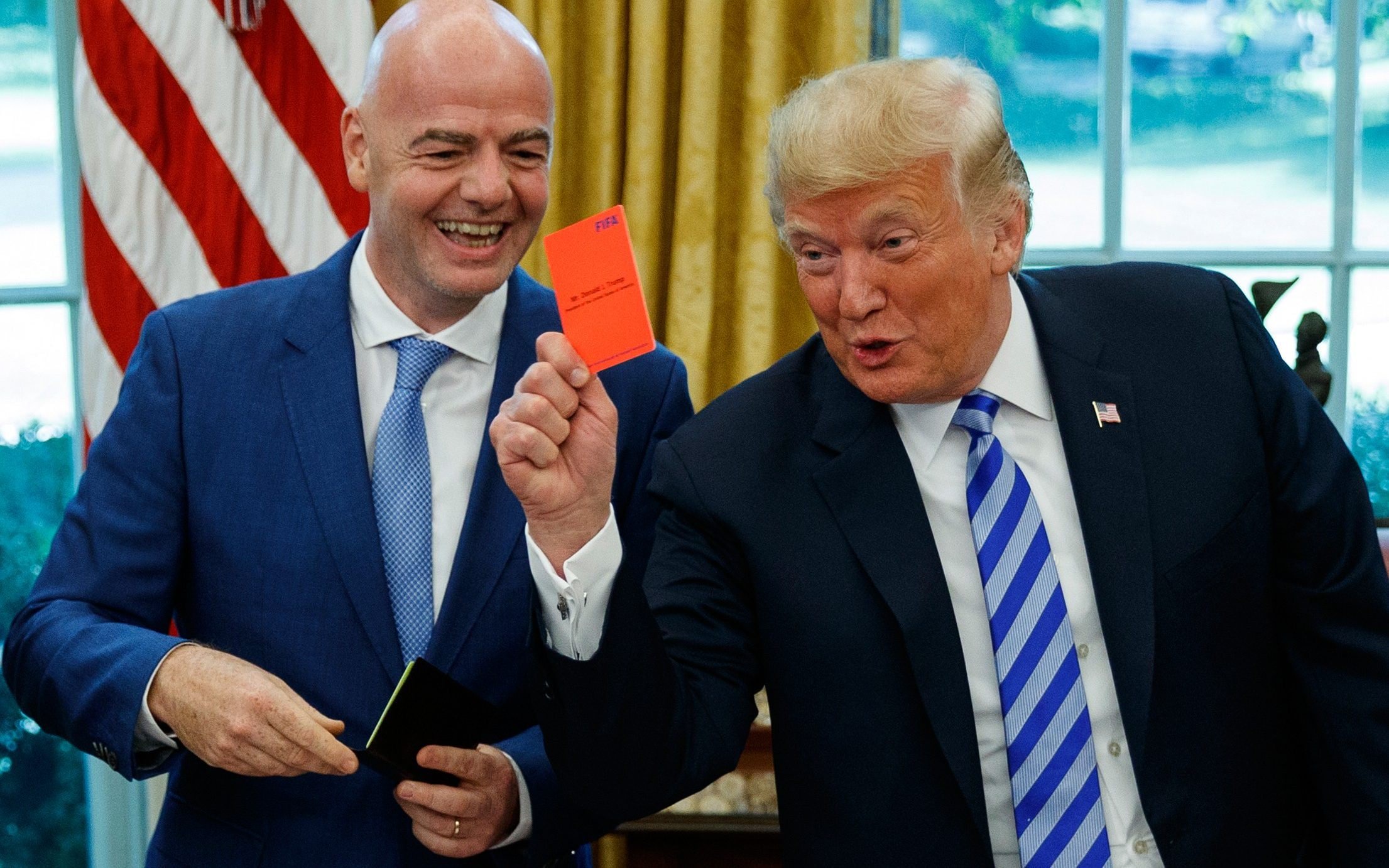 Gianni Infantino and Donald Trump in the Oval Office