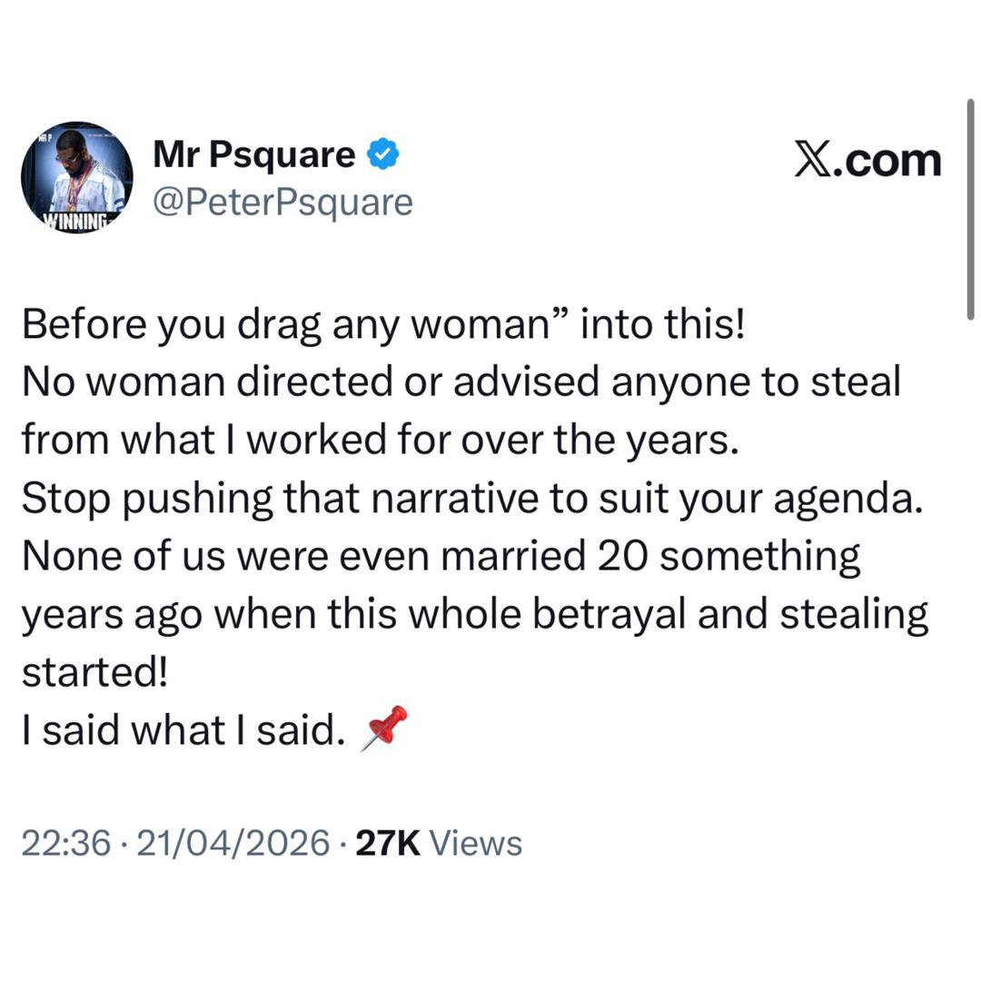 I discovered the name - Peter Okoye responds to X-user who asked him to drop the PSquare name after changing his birthday