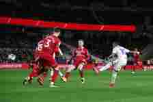 Crysencio Summerville of Leeds United scores his team's fourth goal during the Sky Bet Championship match between Middlesbrough and Leeds United at...