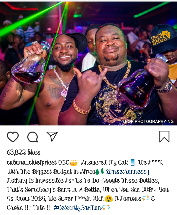 Fan Reveals Price Of Hennessy Drink Cubana Chief Priest Bragged About That It Could Buy A Benz Car