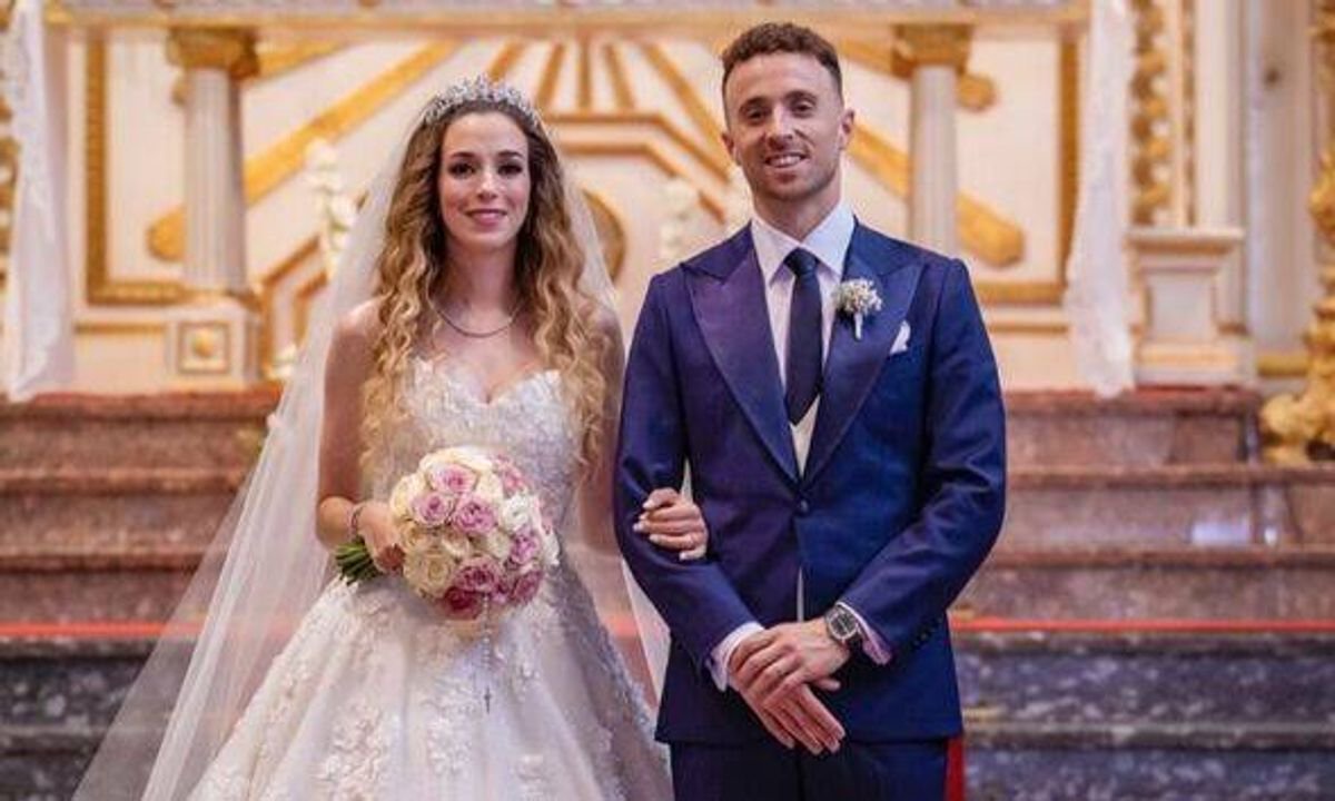 Diogo Jota and his wife Rute Cardoso on their wedding day