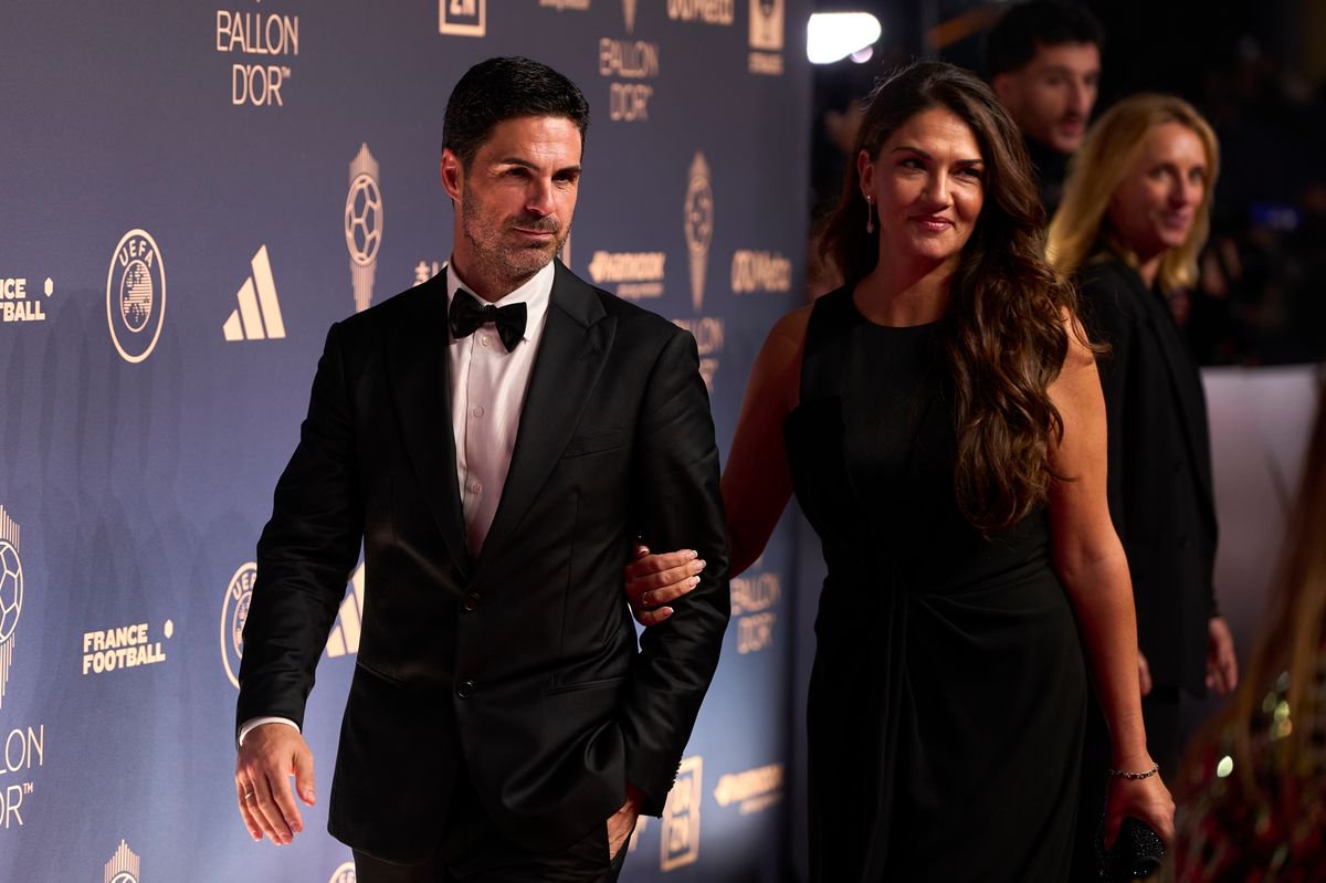 Mikel Arteta and his wife Lorena Bernal arrive at the Ballon d'Or ceremony 