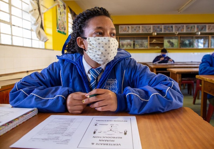 A pupil at Excelsior Senior Secondary School in Cape Town.