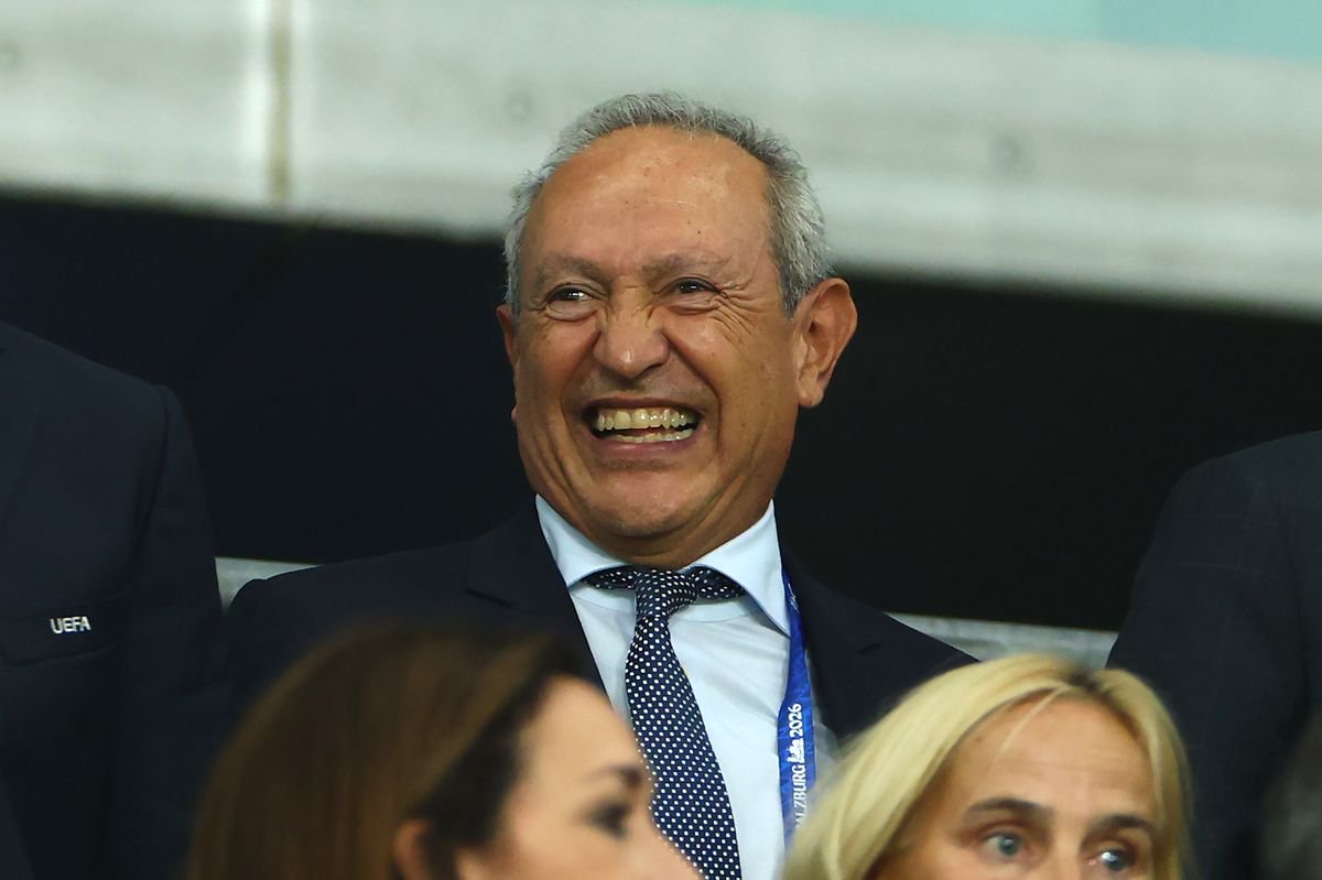 Executive Chairman of Aston Villa Nassef Sawiris reacts prior to the UEFA Super Cup 2026 match between Paris Saint-Germain and Aston Villa