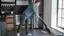 successful man doing chores