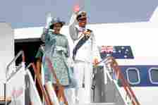 The Queen and Prince Philip arriving for an official tour of Papua New Guinea 1982
