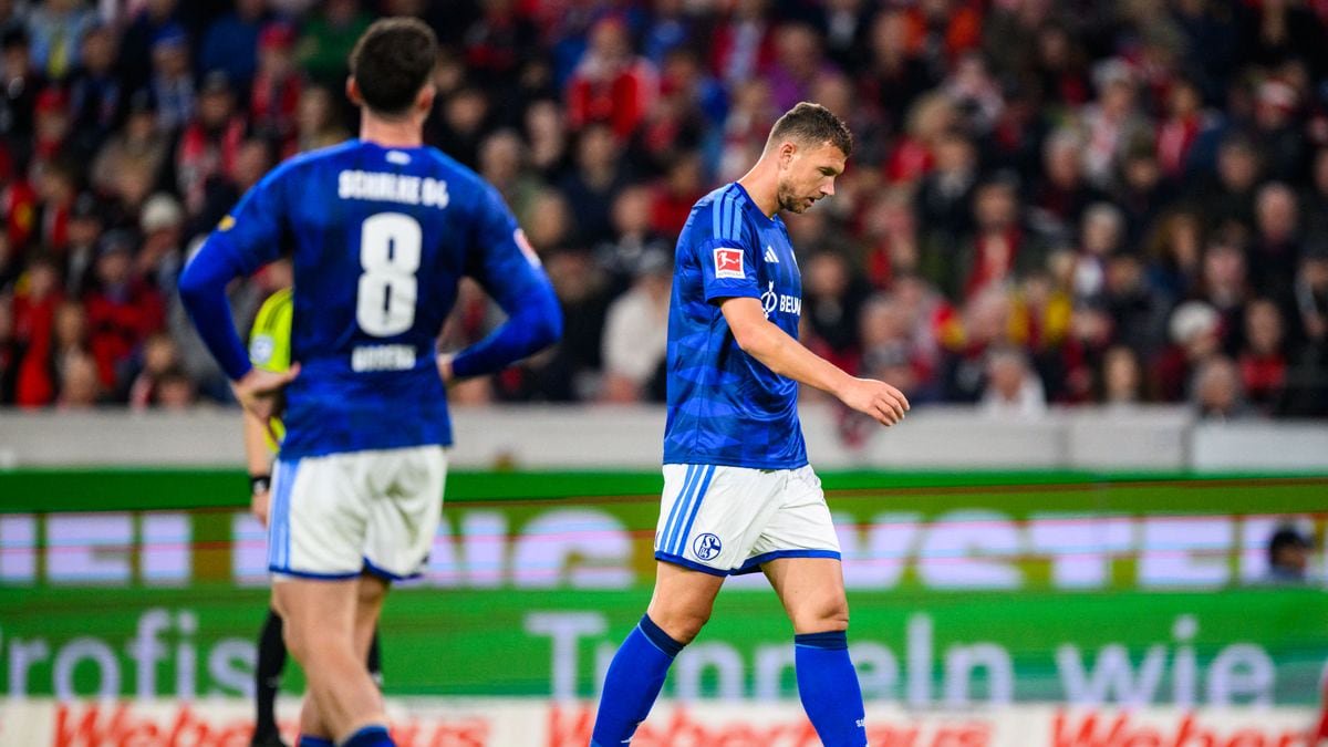 Die Schalker Edin Dzeko (r.) und Robin Gosens reagieren enttäuscht