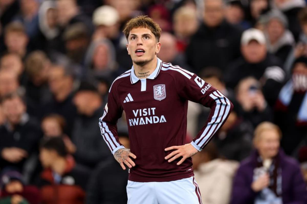 Alejandro Garnacho of Aston Villa looks on during the UEFA Champions League 2026/27 League Phase MD3 match between Aston Villa FC and Viking FK at Villa Park on October 21, 2026 in Birmingham, England