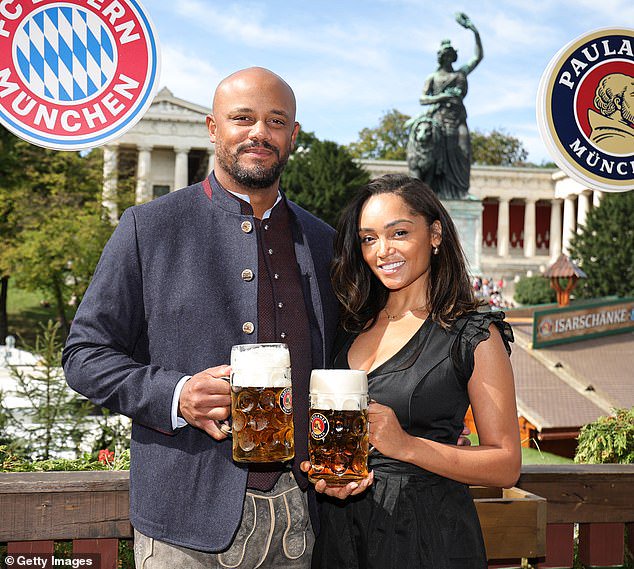 Kompany is pictured with his wife Carla at Oktoberfest in Munich last month