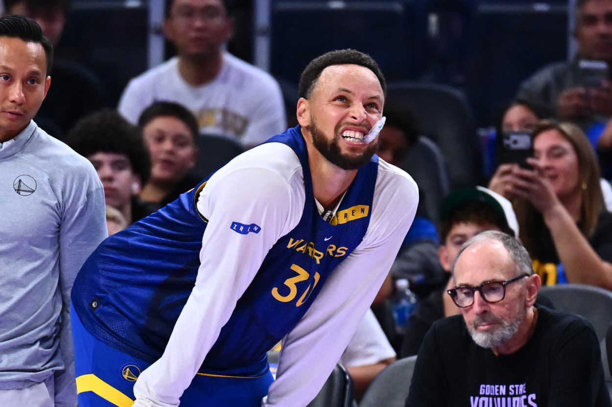 Steph Curry maintained he was ’fine’ to ease the fears of fans of the Golden State Warriors
