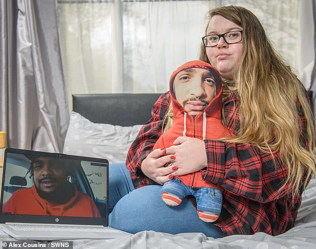 Love across the Pond: Student Ayse, 26, video calls American husband Darrin, 24, whom she married over Zoom, pictured at home near Lancaster, Lancs