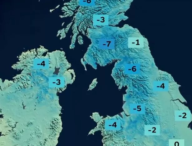 However, the forecast for Wednesday is for temperatures that could drop as low as -8C
