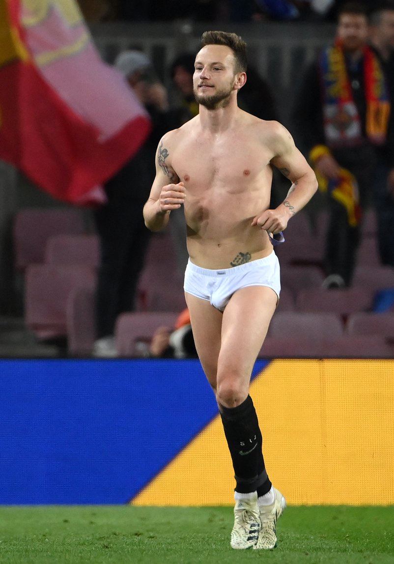 The midfielder had to jog down the tunnel in his underwear after handing out his kit