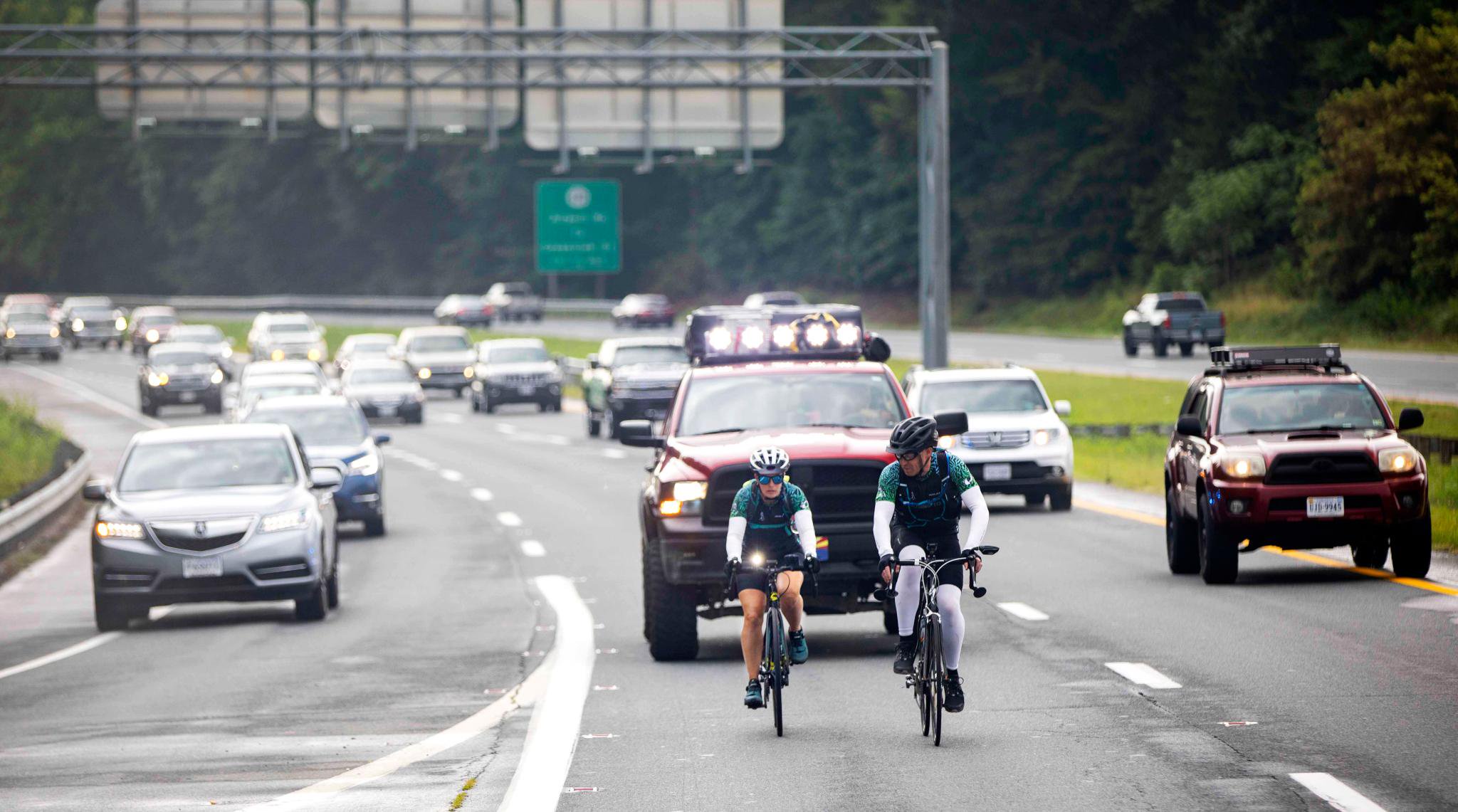 Shawn Cheshire rides on US-460 on her way to Sprout Springs, Virginia, during her ride across America on Sunday, July 11, 2021.