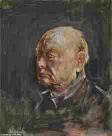 A portrait of Sir Winston Churchill painted in preparation for a work that was later destroyed on the orders of his wife could fetch up to £800,000 at auction