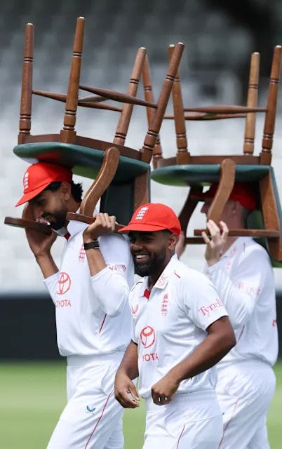 Bashir (left) and Rehan Ahmed (front) at Lord's for Tuesday's training session and team photo shoot
