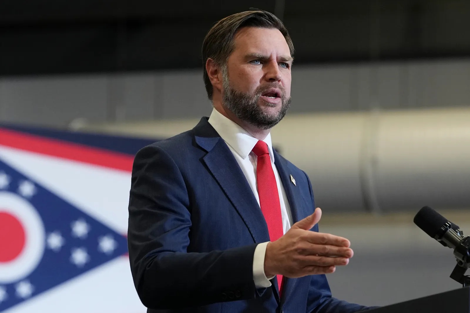 Vice President JD Vance speaking at a campaign rally in Sharonville, Ohio, on October 21.